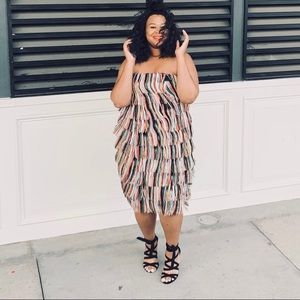 Eloquii Fringe Strapless Dress